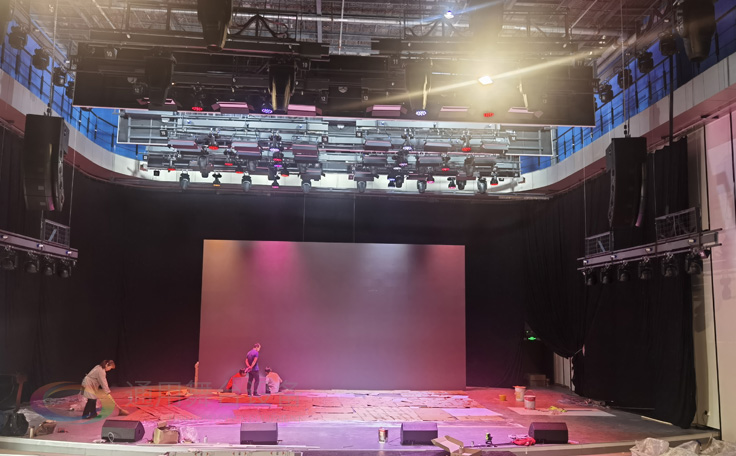 通用舞臺阻燃幕布、舞臺機械某大型文化設施舞臺施工現場